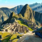 Turista sentado en Machu Picchu